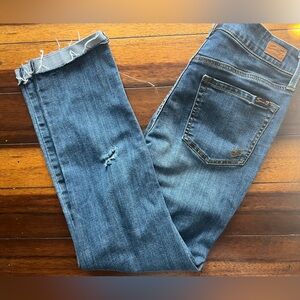 Seven7 Blue Distressed Ankle Jeans